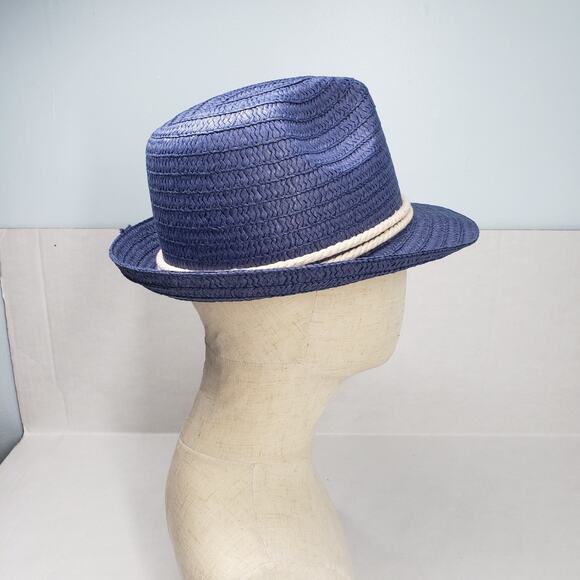 Straw Hat Mens One Size Blue Summer Fedora Cowboy Western Leisure Vacation Beach - Picture 13 of 16